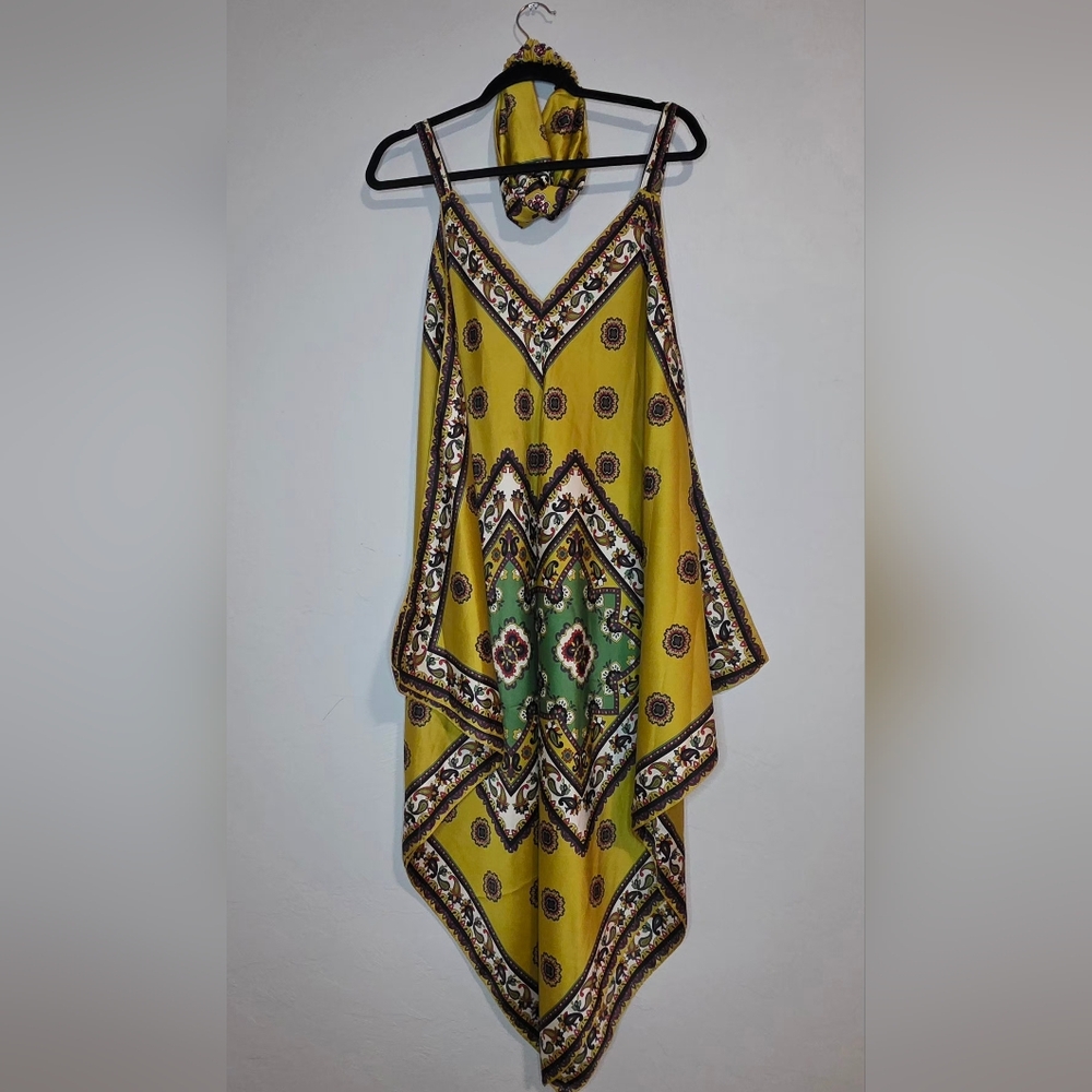 Bohemian Yellow and Green Patterned Dress